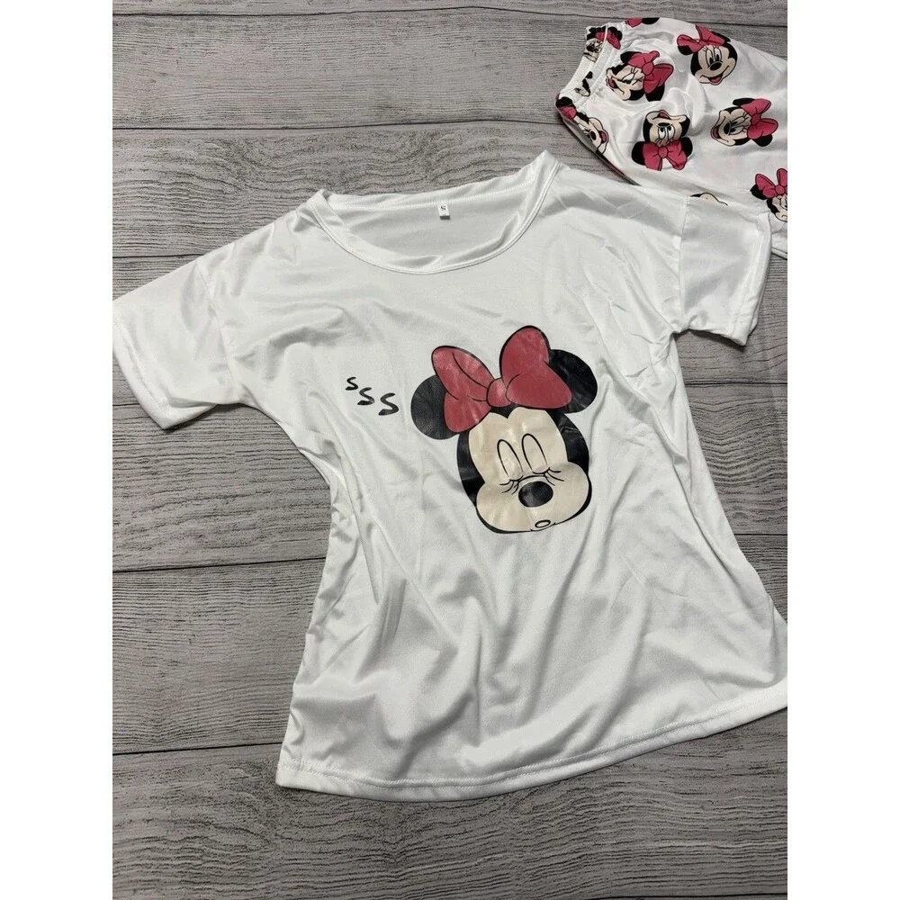 Minnie Mouse Ladies Pajama Set 3Pc White  New Size Xl 140 - Picture 3 of 8